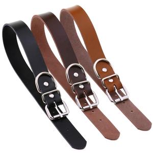 Collar de piel de vaca ajustable de varios tamaños de diseño simple Collar de cuero personalizado para mascotas para perros gatos pequeños, medianos y grandes - Product Image 4