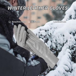 Wholesale High Quality Winter Leather Lambskin Plain <b>Gloves</b> Men Ladies <b>Touch</b> <b>Screen</b> Feature Eco-Friendly Thermal Outdoor Travel - Product Image 2