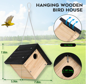 Casa para Pájaros Colgante de Cedro, Tamaño Personalizado, Ecológica, de Madera y Bambú para Exteriores - Product Image 4