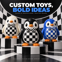 Figurines de pingouins moulées par injection personnalisées, boîte mystère, jouets de créateur à nœud papillon à carreaux, fabricant OEM