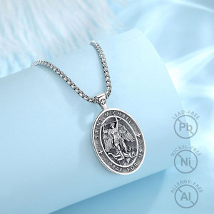 <span class=keywords><strong>Collier</strong></span> pendentif tendance pour homme Merryshine en argent sterling 925 <span class=keywords><strong>avec</strong></span> chaîne à maillons et <span class=keywords><strong>image</strong></span> du Saint Michel, symbole de foi - Product Image 1