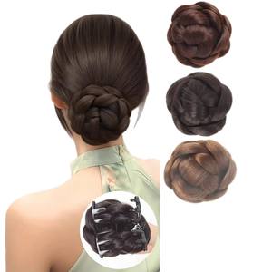 Peluca de cabello trenzado de fibra Kanekalon, 10cm, 96g, estilo natural para mujer, accesorios para el cabello con clips - Product Image 1