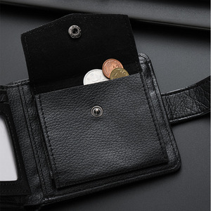 กระเป๋าสตางค์สั้นผู้ชาย หนัง PU วินเทจ แบบพับสองตอน มีช่องใส่เหรียญแบบซิป ช่องใส่บัตรหลายช่อง ใส่บัตรเครดิตสำหรับธุรกิจ - Product Image 3