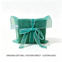 Sac en organza de luxe personnalisé avec logo et nœud en ruban, pochettes transparentes pour cadeaux, idéal pour les faveurs de mariage et les cosmétiques