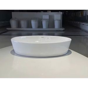 Lavabo Ovalado Moderno de Cerámica Blanca para Sobre Encimera, Fácil de Limpiar y con Diseño Duradero para el Hogar - Product Image 2