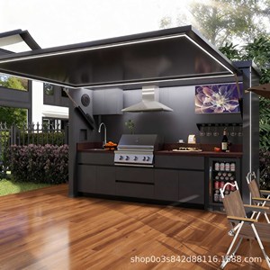 Module de cuisine extérieure avec auvent en alliage d'aluminium, design moderne, portable, pour usage en cour - Product Image 4