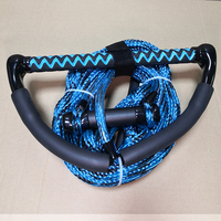 Corde de ski nautique de qualité stable bleu noir avec 2 poignées