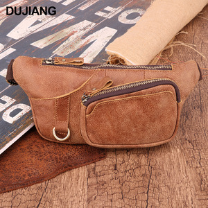 Dujiang Men's Genuine Leather Chest <b>Bag</b> Large Capacity Zippered Outdoor Casual Crossbody <b>Bag</b> - Product Image 1