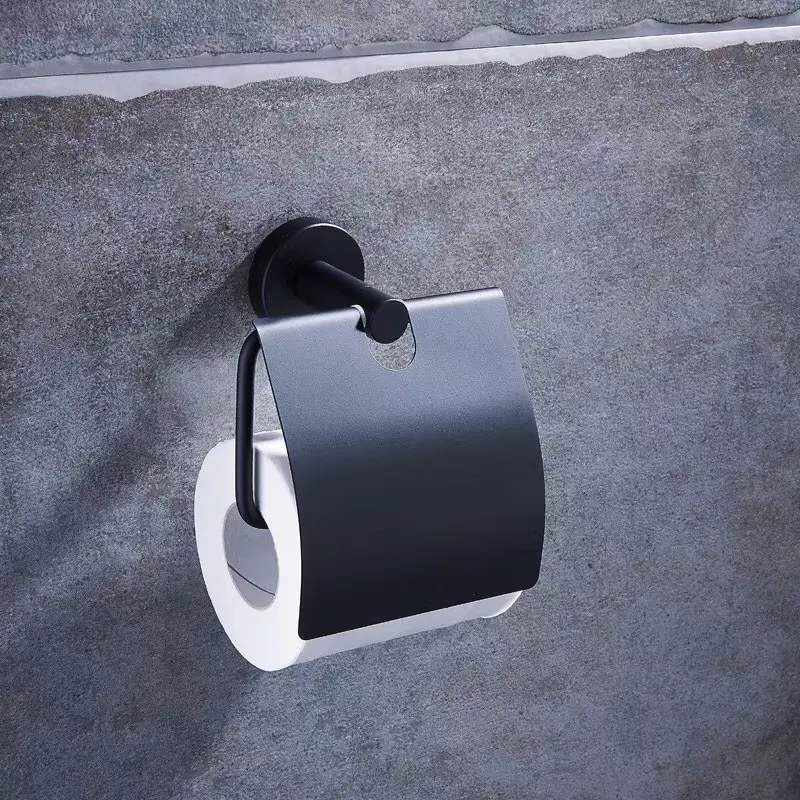 Haste de toalha de parede em aço inoxidável 304 preto, suporte para toalha de banheiro, suporte para toalha de papel, gancho para casaco de banheiro