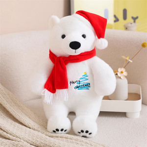 Juego de Decoración Navideña de Oso Polar Suave, Oso de Peluche con Gorro de Santa, Juguetes de Peluche, Decoración para el Hogar, Regalos para Niños y Adultos - Product Image 2