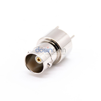 Connecteur BNC femelle droit à montage traversant 50 ohms en nickel-cuivre et acier inoxydable pour RF