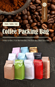 Bolsas de Embalaje para Granos de Café de 250g y 500g con Fondo Plano y Cierre Ziplock, Bolsas Vacías para Almacenamiento de Té con Válvula de Aire, Disponibles en Stock - Product Image 4