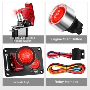 12V voiture de course <span class=keywords><strong>bateau</strong></span> Marine 2 en 1 <span class=keywords><strong>moteur</strong></span> bouton poussoir relais faisceau de câblage LED allumage interrupteur à bascule panneau - Product Image 4