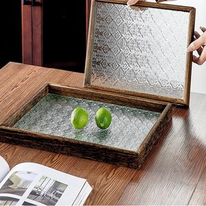 Vintage Style Rectangular <b>Tea</b> <b>Tray</b> Wood With Flower Design For Home Use Serving <b>Trays</b> - Product Image 1