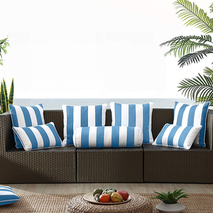 Outdoor <strong>Sky</strong> <strong>Blue</strong> and White Decorative <strong>Throw</strong> <strong>Pillow</strong> and Garden Scatter Cushion with Edge - Product Image 6