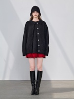 100% Reiner Kaschmir Umweltfreundliche Vintage Strickjacke für Damen Übergroßer Rundhals-Pullover mit Knöpfen Gerippter Saum und Bündchen Warm Weich für den Winter