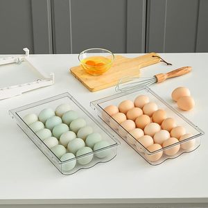 Kitchen Fridge Organizers Hanging Plastic Egg <b>Storage</b> <b>Box</b> PET Drawers Preservation Household FoodStorage - Product Image 4