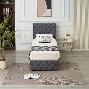 Struttura <span class=keywords><strong>Letto</strong></span> <span class=keywords><strong>Singolo</strong></span> con <span class=keywords><strong>Cassetti</strong></span> Contenitore, Morbido Rivestimento Imbottito e Testiera Trapuntata dal Design Contemporaneo - Product Image 3