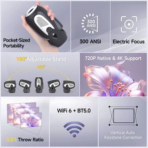YDH-HY300X Mise au point électrique 4k HD Android 11 Projecteur portable 300ANSI <span class=keywords><strong>Cinéma</strong></span> extérieur 5W HiFi Haut-parleur de <span class=keywords><strong>bibliothèque</strong></span> de sons intégré - Product Image 5