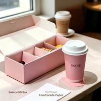 Juego de Empaque para Panadería de Cartón Reciclado Rígido, Plegable y Reciclable con Logotipo Personalizado, Asa y Cinta, Materiales Reciclados de Cuatro Colores