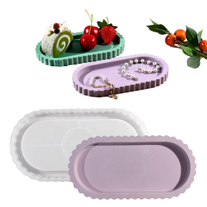 Moule en silicone ovale DM1151 pour résine, résistant à la chaleur, pour conteneur à bibelots en résine époxy, plateau à bijoux en béton, <span class=keywords><strong>porte</strong></span>-bougie, et articles à rouler - Product Image 1