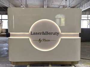 Best Selling Modern Style Custom Reception <b>Desk</b> for Beauty Salon Nail Salon Gym Made Wood Circular Design Small Reception Table - Product Image 4