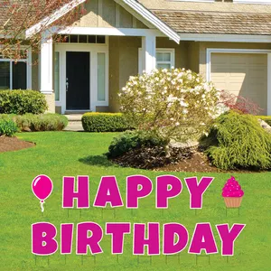 Panneau de cour en extérieur, 1 pièce, décoration de joyeux anniversaire, avec piquet - Product Image 3