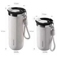 Gobelet isotherme en acier inoxydable à double paroi avec logo personnalisé, 350 ml, 500 ml, avec poignée, garde au chaud