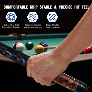 Coupelle de <span class=keywords><strong>billard</strong></span> CUPPA en fibre de carbone, haute technologie, manche à faible déflexion, poignée en cuir d'érable, pointe de 12,5 mm, légère, professionnelle - Product Image 2