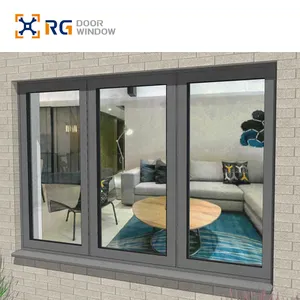 RG65 rumah aluminium Thermal Break Powder Coated desain keamanan tetap double glazed Casement Windows