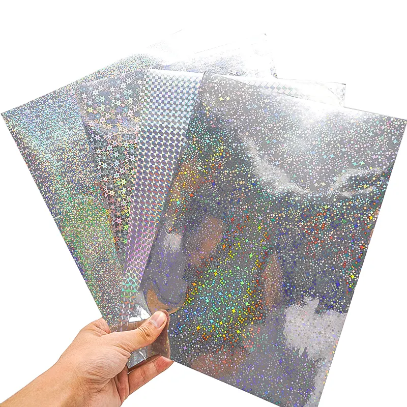 Impressão personalizada Holograma Segurança Vinil Adesivo Quadrado Reflexivo A4 Claro Tamanho Rainbow Efeito Beijo Cut Adesivo Folha