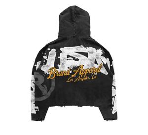 Men's Oversized Hooded <b>Sweatshirt</b> Spray Printed Streetwear Black Cotton Knitted Back Logo Design Unisex Streetwear Oversize - Product Image 2