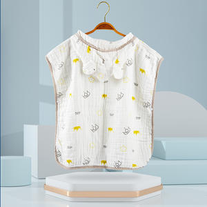 Couvertures de bain à capuche en mousseline de coton pur respirant bébé fille garçon serviette de bain avec capuche - Product Image 3