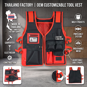 Thaïlande Usine OEM Personnalisable Électricien Charpentier Construction Travail Gilet Veste Porta Ceinture Hommes Outil Gilet Costom Logo - Product Image 1