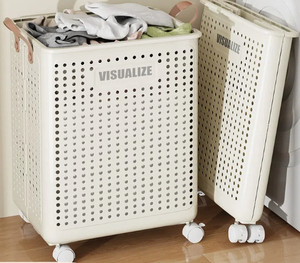 Multifunktionaler Wäschekorb mit Griff und Rädern für Badezimmer und Balkon, auch für Badminton- und Yogamatten geeignet - Product Image 5