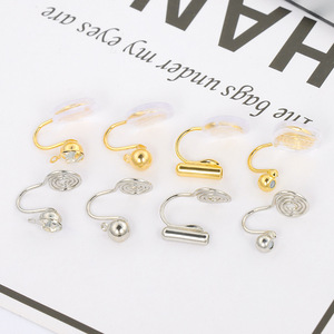 Convertisseur de boucles d'oreilles à clipser en forme de boule, en alliage de zinc, clips d'oreille en forme de U pour femmes, pour oreilles non percées, accessoire de bijoux DIY - Product Image 1