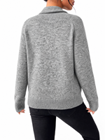 Pull en tricot texturé bleu roi à rayures blanches pour femme, coupe décontractée, col rond avec ourlet côtelé, OEM/ODM