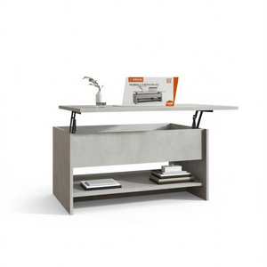 Table basse extensible en bois d'ingénierie gris béton 31,5x19,7x15,7, style moderne et minimaliste pour salon - Product Image 1