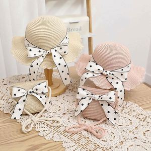2024 New Arrival Summer Girls Bowknot Children Straw <b>Bag</b> Beach <b>Hats</b> Cute Kids Straw <b>Hat</b> With Purses Sets - Product Image 2
