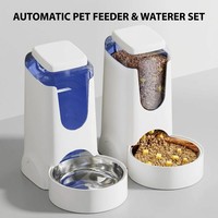 Distributeur automatique de nourriture et d'eau pour animaux de compagnie en plastique, à gravité, pour chat et chien, base antidérapante, 4L de nourriture, 1000ml d'eau