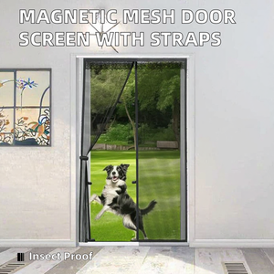 Magnetic <b>Door</b> <b>Screen</b> <b>Mesh</b> Curtain Insect Resistant Magnetic Closure Top Bottom Nylon Storage Straps Sides Drill-Free Tape (Black - Product Image 2