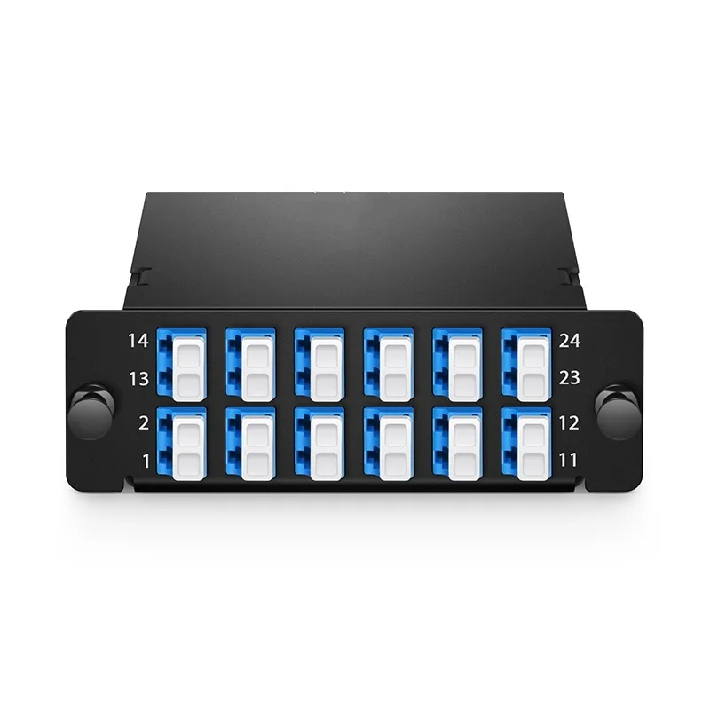 HYX mpmpo 24 fiber tip A 2 x 12F MTP ila 12 x LC kaset tek modlu dubleks mavi adaptör panelleri