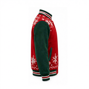 Chaqueta Varsity Navideña Cálida Diseñada con Tela Suave y Mangas en Contraste para Celebraciones Invernales - Product Image 6