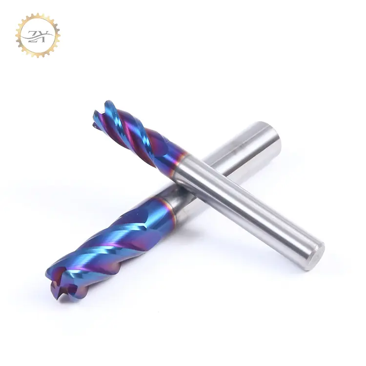 Carbure 4 flûte hrc65 fraise en bout pour métal nano bleu 6 flûte fresa metalo duro12mm 4f hrc 65 endmill