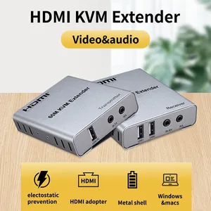 Extensor USB KVM <span class=keywords><strong>HDMI</strong></span> de 60m por <span class=keywords><strong>CAT5E</strong></span> Cat6 RJ45, Cable Ethernet, receptor transmisor, convertidor de Audio y vídeo, PC, portátil a Monitor de TV - Product Image 3