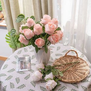 Rose artificielle CallaFloral à double extrémité, 33 cm, couleurs rose, blanc et champagne, pour décoration intérieure, bouquets et murs de roses - Product Image 1
