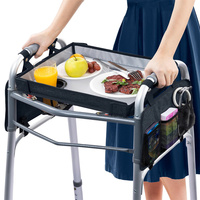 Table de marche pliante portable et légère avec plateau, fermeture éclair, design simple, en polyester, porte-gobelet universel, pour usage extérieur