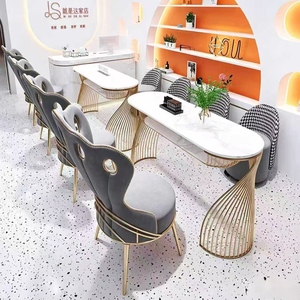 Nordic Rock Plate InternetCelebrity Nail Salon Desk and Chair Set Combination Iron Art Single Person Double Nail Salon Nail DesK - Product Image 4