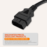 Kustom OEM OBD2 16Pin kabel Splitter perempuan ganda pria ekstensi diagnostik mobil 1-untuk-2 y-dengan untuk BMW/mercedes-benz/Audi/Ford