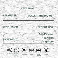 Tissu tricoté à texture sergé avec couche d'air, 50% Polyester 48% Coton 2% Spandex, imprimé à la rouleau, pour veste décontractée à capuche